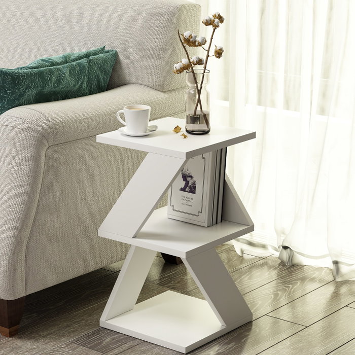 Hanah Home Mesa Auxiliar Albeni White 30x50x30 cm Blanco Tablero de Partículas Recubierto de Melamina